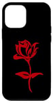 Coque pour iPhone 12 mini Rose rouge dessin minimaliste fleur rose amoureux jardinage