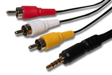 vhbw Câble audio vidéo AV composite compatible avec Canon Powershot HV40, MD101, MD110, MD111, MD120, MD130, MD140 camcoder, caméra
