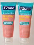2 x T-Zone Australian Pink Clay Mask Brightening & Detoxifying Skin Face  75ml