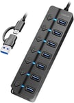 Logilink USB-hub 7-port Med Separata På/av-knappar USB-C/USB-A In USB 3.2 Gen1