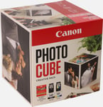 Coffret Canon Photo Cube avec cartouches d'encre PG-540 et CL-541 et papier photo glacé Extra II PP-201 13 × 13 cm (40 feuilles) - Pack créatif, rose