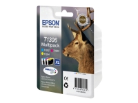 Epson T1306 Multipack - 3-pack - 30.3 ml - XL - gul, cyan, magenta - original - blister med RF-larm/akustiskt larm - bläckpatron - för Stylus Office BX630, BX635, BX935 WorkForce WF-3010, 3520, 3530, 3540, 7015, 7515, 7525