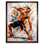 Martial Arts Kickboxer Athlete Splat Paint Art Art Print Framed Poster Wall Decor 12x16 inch