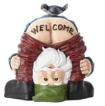Garden Gnome Statue, Funny Dwarf Bare Buttock Welcome Sign Sculpture, Resin Miniature Elf Ornament Decoration for Garden Lawn
