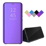 BRAND SET Case for Xiaomi Mi 10 Lite 5G Plating Smart Mirror Case Shell Automatic Have Sleep/Wake Function Flip Case All-inclusive Mobile Phone Case Suitable for Xiaomi Mi 10 Lite 5G-Purple