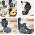 Waffle Maker Iron Heart Shape Non Stick 5 Belgian 1000W Machine Baking Geepas