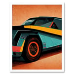 Colourful DeLorean Style Retro Car Poster Art Print Framed Poster Wall Decor 12x16 inch