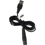 Câble de charge compatible avec Braun Series 5 50-M1000s, 50-M1200s, 50-W1000s, 50-W1600s rasoir - Câble d'alimentation, 120 cm, noir - Vhbw