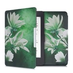 kwmobile Case Compatible with Amazon Kindle Paperwhite - Case PU e-Reader Cover - Blooming Magnolia White/Yellow/Green