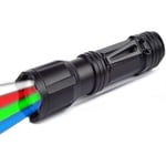 LED Taktisk Ficklampa med Röd Grön Blå Vit, 4 Färger i 1 Vattentät Multifunktionell Zoombar Ficklampa för Nattseende, Fiske, Camping, Jakt