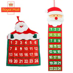 Large Felt Christmas Advent Calendar With Pockets Santa, Reindeer Or Snowman