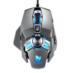 T-WOLF V10 USB Interface 7 Buttons 6400 DPI Gaming Wired Mouse Custom Macro Programming 4-Color Breathing Light Gaming Mouse, Cable Length: 1.5m(Gun C