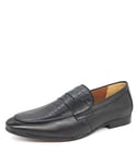 HX London Sutton Leather Black Mens Slip On Penny Loafer Shoes - Size UK 9