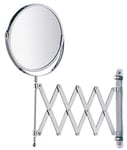 WENKO Miroir grossissant x3 Mural à Bras télescopique, Miroir Maquillage Double Face, Acier, 19x38,5x50 cm, chromé