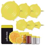 Yellow Lids Reusable Stretch Lids, 6 Pack of Silicone Food Covers to Fit All Shape Containers, Safe in Dishwasher, Freezer and Microwave lid