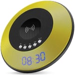 Portable Bluetooth Speaker Alarm Clock, Phone Wireless Charger, AUX/TF/USB Input Audio Gift Watches,Black,alarm clock digital ANJT (Color : Yellow)