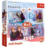 Trefl- Eine Reise ins Unbekannte, Frozen 2 35 à 70 Pièces 4 Sets pour Enfants à partir de 4 Ans Puzzle, Single, 34323, Voyage dans l'inconnu Disney La Reine des Neiges 2