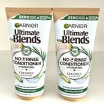2XGarnier Ultimate Blends Hydrating Coconut & Aloe No-Rinse Conditioner 2X200ml