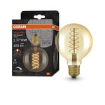 OSRAM Vintage 1906 gold tinted LED lamp, 4.8W, 420lm, globe shape with 95mm diameter & E27 base, warm white light, spiral filament, dimmable, life of up to 15,000 hours