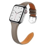 Apple Watch 45mm Series 8 Smalt armband i äkta läder, grå