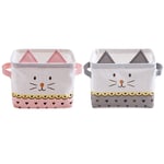 Foldable Small Storage Baskets Set of 2 Fabric Storage Boxes Cute Organiser Bins for Home, Dormitory, Nursery, Baby Toys, Kids Room