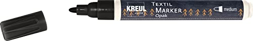 Kreul 92772 - Textil Marker Opak medium, noir, pointe ogive, épaisseur de trait env. 2 à 4 mm, crayon de couleur opaque pour la décoration de tissus clairs et foncés