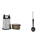 KitchenAid Cheese Grater with Container and Lid, 4-Sided & Pasta Server, Stainless Kitchen Utensil, Durable and Easy to Clean, Almond Cream