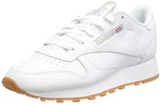 Reebok Femme Classic Leather Sneaker, White/White/White, 39 EU