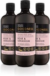 Baylis & Harding Goodness Rose & Geranium Natural Body Wash 500ml, Pack of 3 - 