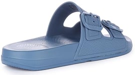 Fitflop Women's IQUSHION Two-BAR Buckle Slides Sandal, Sail Blue, 3 UK