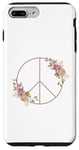 Coque pour iPhone 7 Plus/8 Plus Signe de paix rose avec jolies fleurs style bohémien
