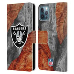 Head Case Designs Officially Licensed NFL Wood Resin Print Las Vegas Raiders Art Leather Book Wallet Case Cover Compatible With Apple iPhone 12 / iPhone 12 Pro