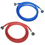 Electruepart Washing Machine Hoses, Hot/Cold Water, Red and Blue, 1.5 m Length