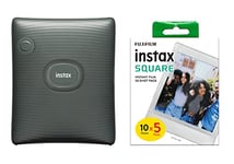 instax SQUARE Link smartphone photo printer, Midnight Green & SQUARE instant Film 50 shot pack, white Border, suitable for all SQUARE cameras and printers