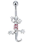 Salamander med Rosa Stenar & Rörliga Leder-  Navelpiercing i Äkta Silver
