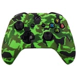 Pandaren® Silicone cover skin case anti-slip Water Transfer Customize Camouflage for Xbox One / S / X controller x 1(green) + thumb grips x 2