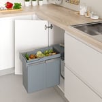 Poubelle amovible pour armoire de cuisine de largeur extérieure minimale 300 mm avec 1 poubelle de 40 litres