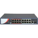 Switch PoE - 16ports PoE + 2 Uplink (RJ45 + sfp) - Vitesse 10/100 Mbps - Jusqu'à 135W au total pour tous les ports - Jusqu'à 4k de table d'adresses