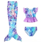 baddräkt med kjol mermaid tail swimsuite flicka lila 100