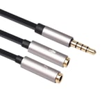 3.5mm 4 Pole Male to  Dual 3.5mm Female Audio Mic Y Splitter Cable 0.3m 