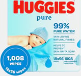 Huggies Pure-Baby Wipes-18 Packs (1008 Wipes Total) 99 Percent Pure Water Wipes.