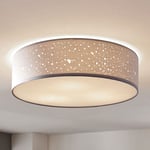 LAMPENWELT Lampenwelt - Plafonnier Tissu à intensité variable 'Umma' en textile pour salon & salle manger gris, nickel satiné