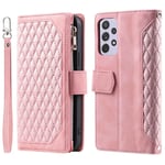 Samsung Galaxy A52 5G Quiltad plånboksväska, Rosa