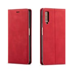 Samsung FORWENW Galaxy A7 (2018) plånboksfodral i läder - röd Röd