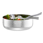 Relaxdays saladier inox, set, 3 pièces avec couverts à salade 30 cm, lavable au lave-vaisselle, bol rond ∅ 28 cm, argent