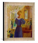 Kunst für Alle 'Encadré Image de Anna Ancher Madame Devant Le Miroir Impression d'art dans Le Cadre de Main de qualité Photos, 30 x 30 cm, Argent, Raya