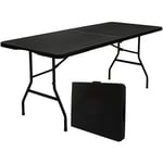 AMANKA Table de Jardin Pliante 180 x 74 cm - 6 Personnes - Table à Manger Noire - schwarz