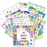Bullet Journal Stickers, 24 ark/1400+ Planner Stickers Set, Scrapbook Stickers Bullet Journal för dagbok, kalender, organizer - Bullet Journal