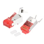Cat7 Ethernet Shielded Modular Plugs, RJ45 Shielded Plug Red 10pcs