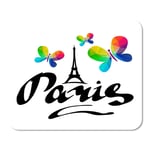 Mousepad Computer Notepad Office Butterfly Paris Eiffer Tower Butterflies Modern Brush Lettering Ink Home School Game Player Computer Worker Inch